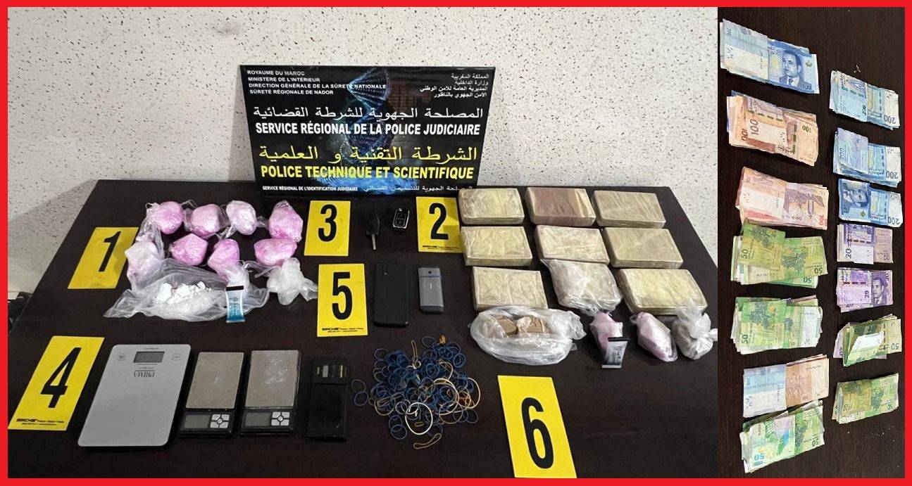 الناظور.. توقيف مروج مخدرات وحجز 5 كلغ من الهيروين و900 غرام من الكوكايين