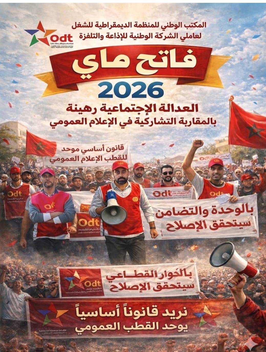 عيد الشغل 2026.. نداء نقابي بإصلاح الإعلام العمومي وإنصاف الشغيلة بـ”دار البريهي”