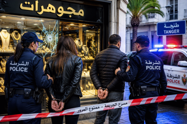 أمن طنجة يحبط محاولة سرقة محل مجوهرات ويوقف امرأة ورجلاً متورطين