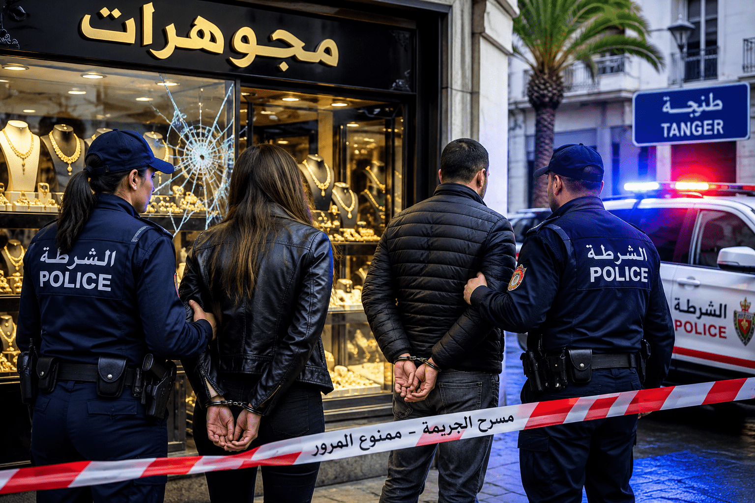 أمن طنجة يحبط محاولة سرقة محل مجوهرات ويوقف امرأة ورجلاً متورطين